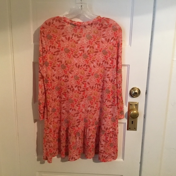 Ruffle Mesh Tunic Orange Sz L - Picture 2 of 6